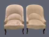 paire de fauteuils rembourrés avec accoudoirs et pieds