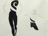 an image of a drawing of a woman in a black and white outfit