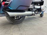 a motorcycle that is parked in a garage