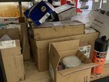 many boxes and boxes on a shelf in a store
