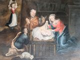 an image of a painting of a nativity scene with a manger scene