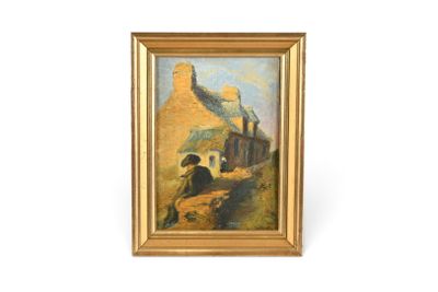 une image représentant un tableau où l'on voit un homme et une femme assis sur une colline