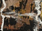 une image représentant un tableau recouvert de peinture noire et rouge