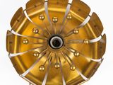 an image of a gold and white circular light fixture on a white background