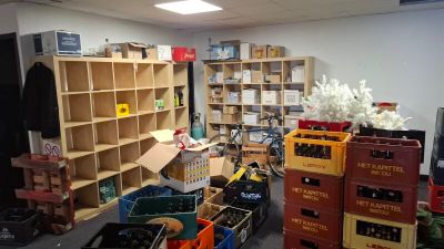 a room filled with lots of boxes and crates
