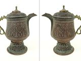 two pictures of a teapot on a white background