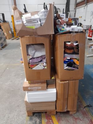 two boxes stacked on top of each other in a warehouse