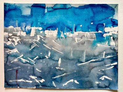 une peinture à l'aquarelle d'un bateau dans l'eau