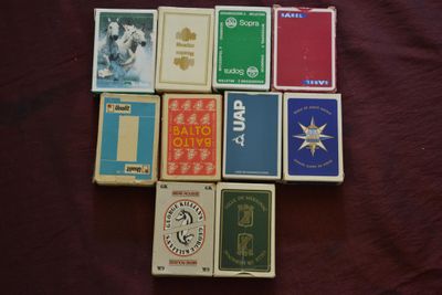 Lot de 10 jeux publicitaires de 52 cartes (non recomptés) do…