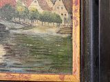 a picture of a painting of a boat on the water