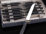 six knives in a case with a knife on top of it