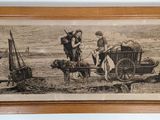 painting of a man and a woman on a horse drawn carriage