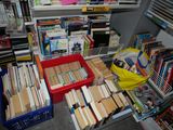 a lot of books on the shelves in the room