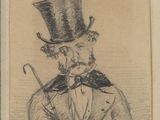 drawing of a man with a top hat and a cane