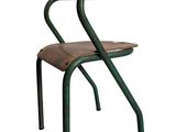 a green chair with a wooden seat on a white background