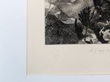 an image of a black and white drawing of a mountain scene