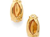 a pair of yellow gold earrings with citrine and diamonds