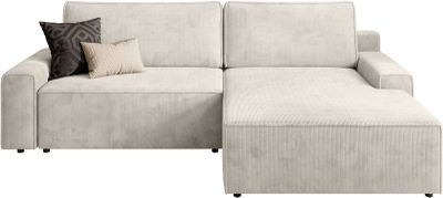 10218-23 / Canapé d'angle convertible Challenge en velours côtelé beig