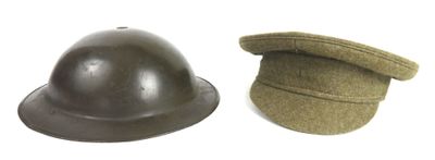 Ensemble constitué d'un casque belge daté 1952, le drapeau a…