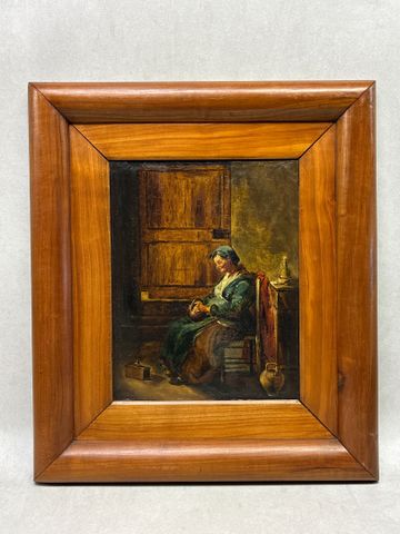 École française XIXe « La vieillesse ». Huile sur toile. Non sign