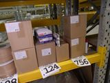 many boxes on a shelf with price tags on them