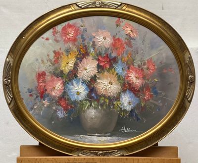 HELLMAN (XXe siècle) Nature morte au bouquet de fleurs Huile…