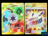 two pokemon cards with different designs on them on a black background