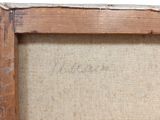 an old picture of a picture of a wooden frame with writing on it