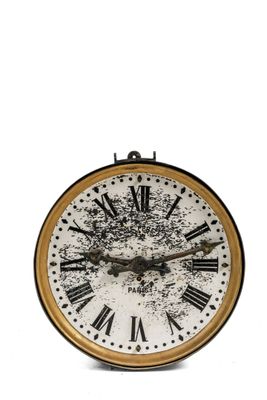 a clock with roman numerals on it on a white background
