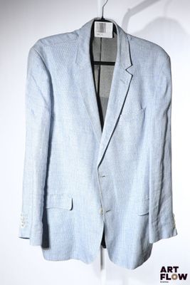 HUGO BOSS - Veste en lin bleu ciel à effet texturée - Taille…