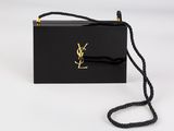 saint laurent black box clutch bag with chain strap