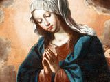 an image of a painting of the virgin surrounded by angels