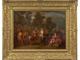 a painting of a group of people in a wooded setting