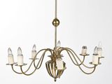 a brass chandelier with five arms and five lights