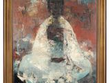 an image of a painting of a woman in a white dress