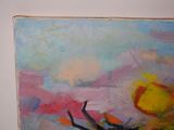 a painting on the wall of a room with a painting on the wall
