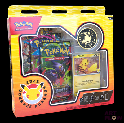 une boîte de cartes Pokémon avec une image de Pikachu
