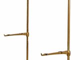 pair of brass - plated towel stands with glass holders