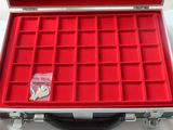 a red case that is open on a white table