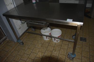 Table inox de préparation, avec tiroir pour plat ou sac, en l'état - Photo 1