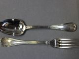 two spoons and a fork sitting on a table