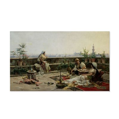 une image d'un tableau représentant un groupe de personnes assises autour d'une table