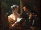 an image of a painting of a man and a woman reading a book