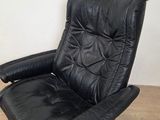 black leather recliner chair and ottoman with foot stool