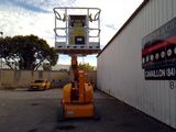 a picture of a man on a scissor in a parking lot