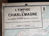 a map of the empire of charlemagne on display in a museum