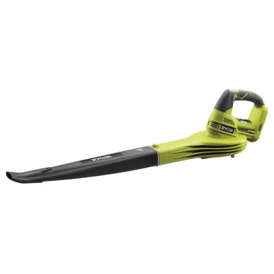 a green and black leaf blower on a white background
