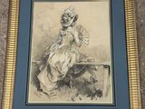 an image of a drawing of a woman sitting on a bench