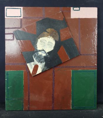 une image représentant un tableau d'un homme barbu sur un carreau