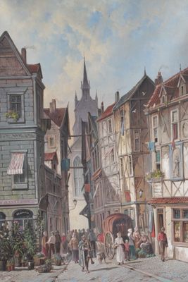 Wilhelm LEIBL (1844-1900) : scène de rue (probablement Lisie…